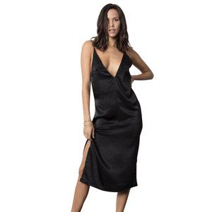 Stillwater Deeper V Black Slip Dress